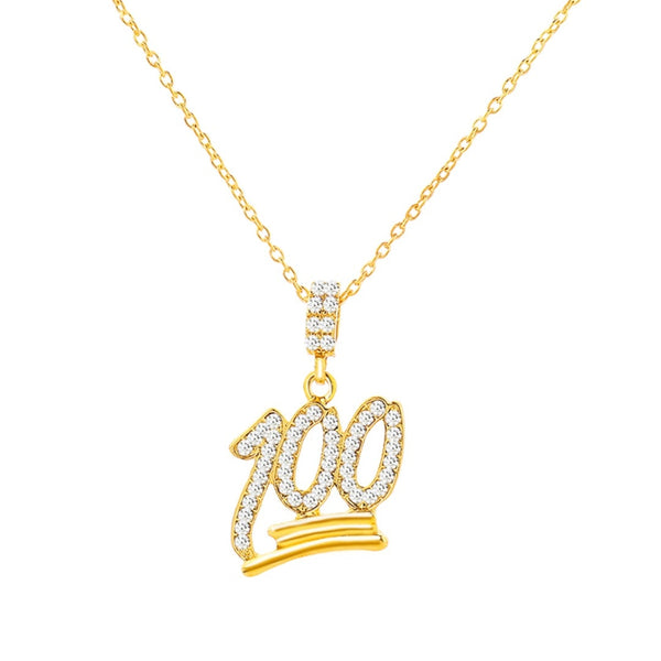 Rhinestone 100 Pendant Necklace
